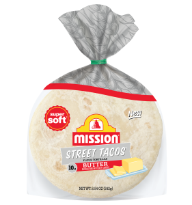 graphic showing Street Tacos Butter Flour Tortillas packaging